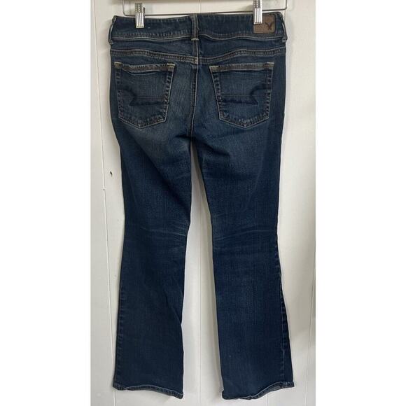 Women's American Eagle Kick Boot Dark Wash Stretch Blue Jeans Size 4 Short - Picture 3 of 5